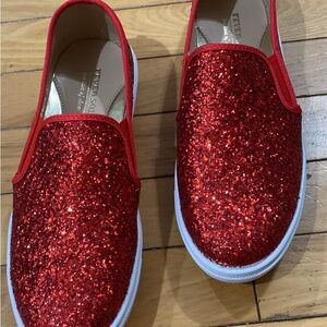 Red Glitter Slip-On women’s shoes .. Sz. 8.  NEW